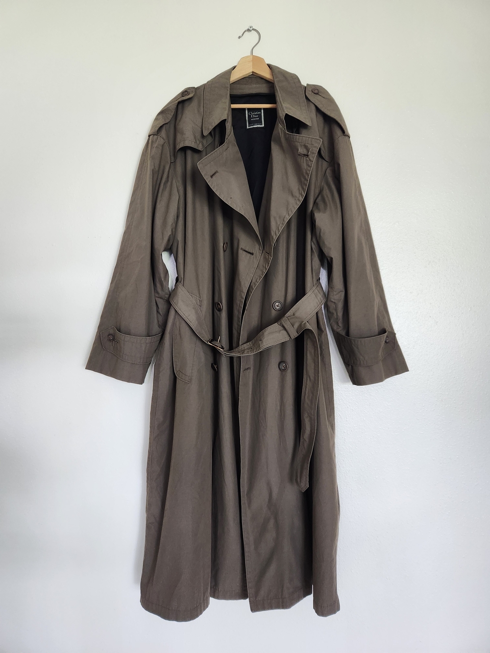Vintage Christian Dior Monsieur Double-Breasted Trench Coat 42L